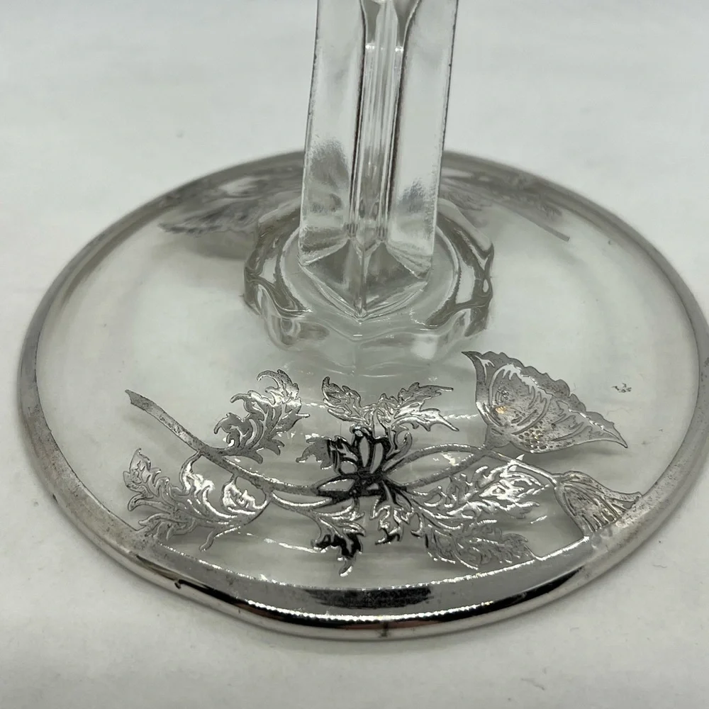 Vintage Silver City Glass Co Flanders Clear Sterling Overlay Candle Holder
